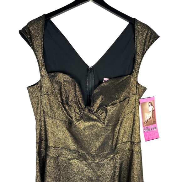 NWT Bettie Page Queen of Pinups Retro Fit and Flare Dress in Burnished Gold 20W - Picture 2 of 11